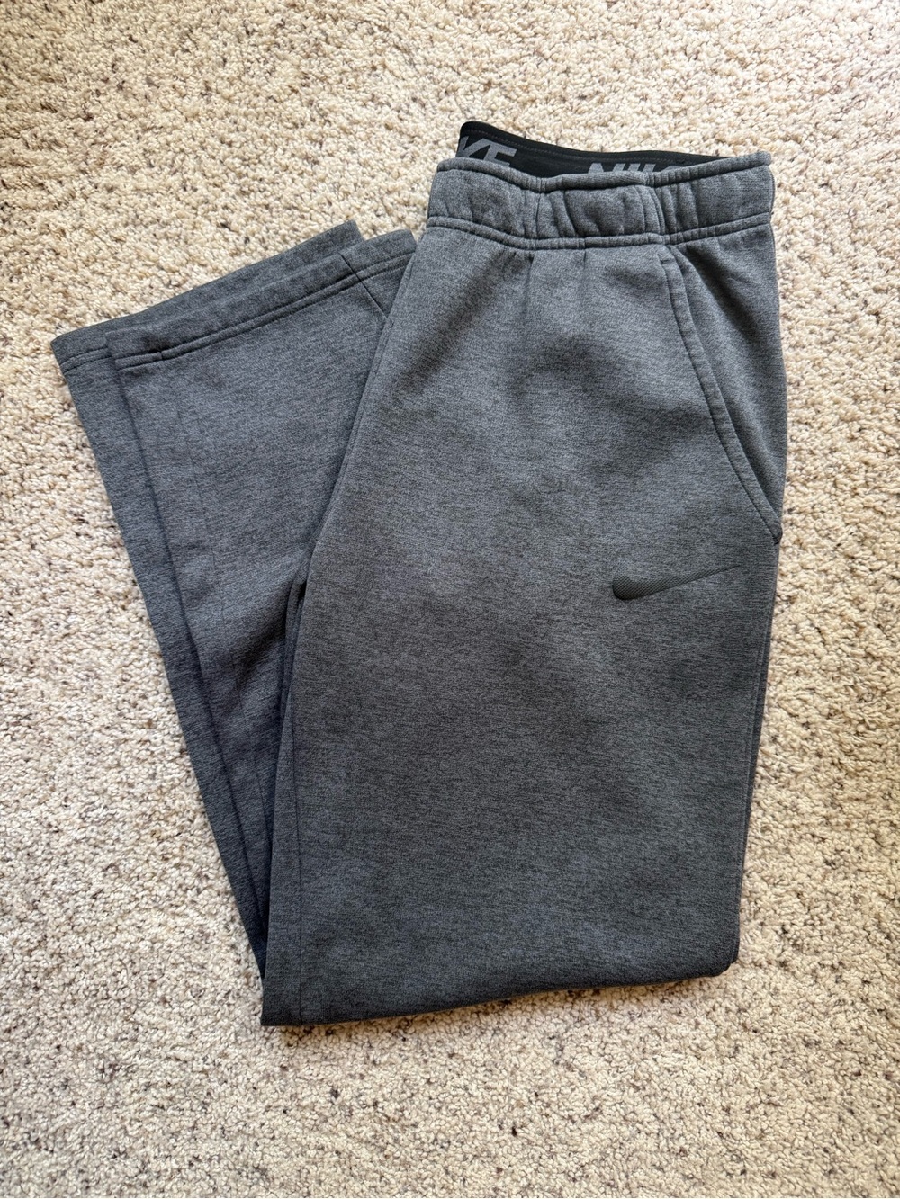 Nike Dark Gray Men's Fleece Joggers with Black Swoosh